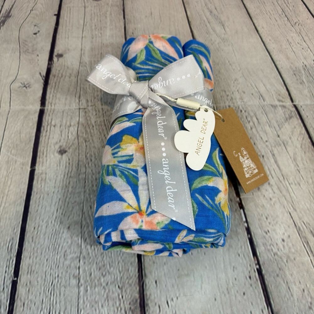 Angel Dear Blue Floral Muslin Swaddle